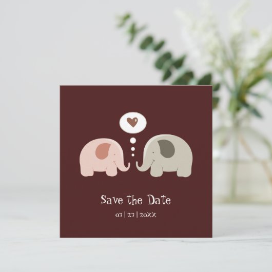 Niedliche Elefanten - Save the Date (Stehend Vorderseite)