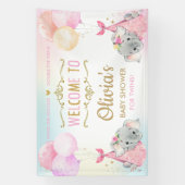 Niedliche Elefanten Twin Girls Babydusche Hintergr Banner (Vertikal)