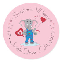 Niedliche Elefanten- und Herzrosa-Umschlag Aufkleb