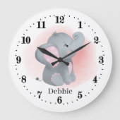 niedliche Elefanten von kleinen Mädchen tragen den Große Wanduhr (Vorderseite)