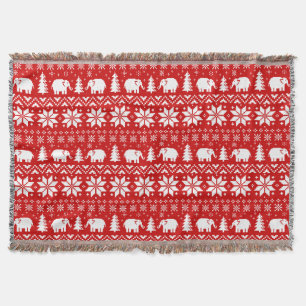 Niedliche Elefanten Weihnachtsfeiertag Muster Red  Decke