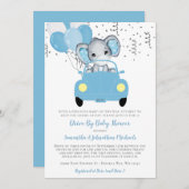 Niedliche Elefantenballons fahren mit Kinderdusche Einladung (Vorne/Hinten)