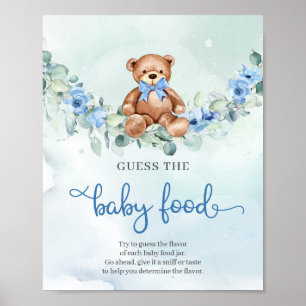 Niedliche Elefantenblauer Blume Raten Das Baby Foo Poster