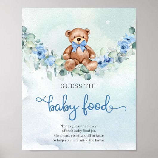 Niedliche Elefantenblauer Blume Raten Das Baby Foo Poster (Vorne)