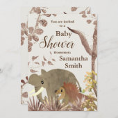 Niedliche Elefantendusche, Liege & Blumenmuster Einladung (Vorne/Hinten)