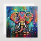 Niedliche Elefantenfarben von Funky Mixed Media An Einladung (Vorne/Hinten)