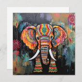 Niedliche Elefantenfarben von Funky Mixed Media An Einladung (Vorne/Hinten)