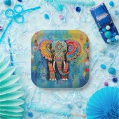 Niedliche Elefantenfarben von Funky Mixed Media An Pappteller (Party)