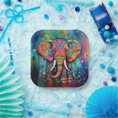 Niedliche Elefantenfarben von Funky Mixed Media An Pappteller (Party)