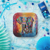 Niedliche Elefantenfarben von Funky Mixed Media An Pappteller (Party)