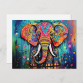 Niedliche Elefantenfarben von Funky Mixed Media An Postkarte (Vorne/Hinten)