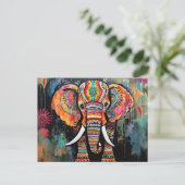 Niedliche Elefantenfarben von Funky Mixed Media An Postkarte (Stehend Vorderseite)