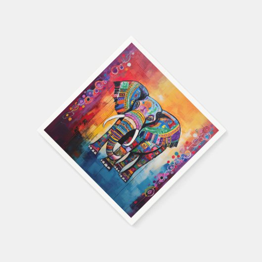 Niedliche Elefantenfarben von Funky Mixed Media An Serviette (Ecke)