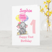 niedliche Elefantengeburtskarte Karte (Gelbe Blume)