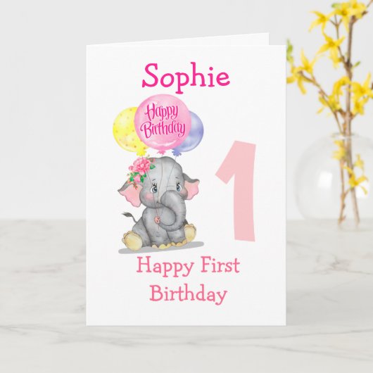 niedliche Elefantengeburtskarte Karte (Gelbe Blume)