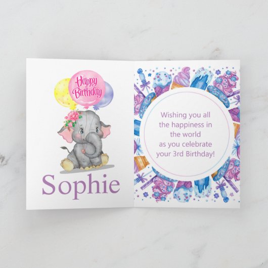 niedliche Elefantengeburtskarte Karte (Innenseite)