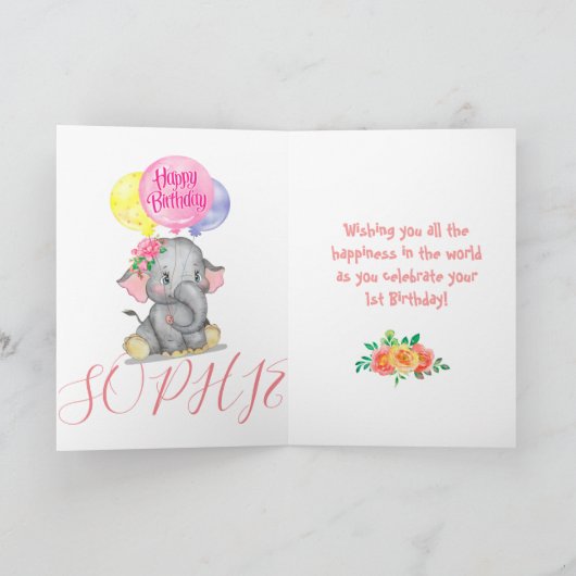niedliche Elefantengeburtskarte Karte (Innenseite)