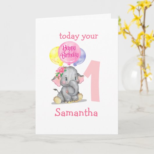 niedliche Elefantengeburtskarte Karte (Gelbe Blume)