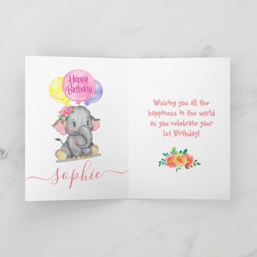 niedliche Elefantengeburtskarte Karte (Innenseite)