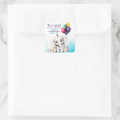 Niedliche ElefantenGeburtstagspartei Quadratischer Aufkleber (Tasche)