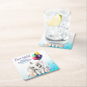 Niedliche ElefantenGeburtstagspartei Rechteckiger Pappuntersetzer (Vor Ort)