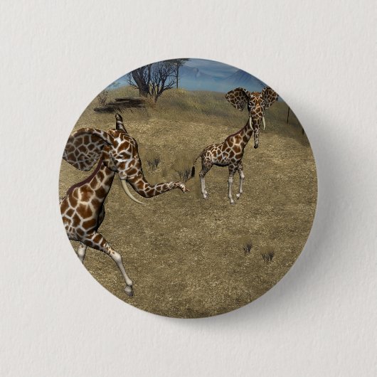 Niedliche ElefantenGiraffen Button (Vorderseite)