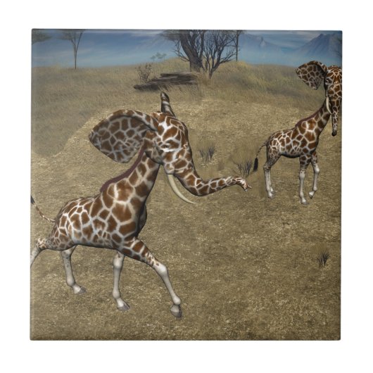 Niedliche ElefantenGiraffen Fliese (Vorderseite)