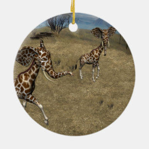 Niedliche ElefantenGiraffen Keramik Ornament