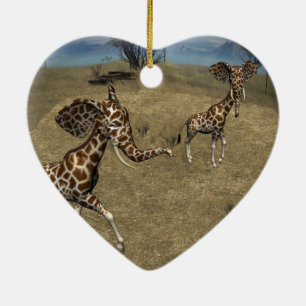 Niedliche ElefantenGiraffen Keramikornament