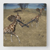 Niedliche ElefantenGiraffen Quadratische Wanduhr (Vorderseite)