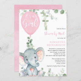 Niedliche Elefantengrün-Girl-Dusche per Post Einladung