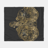 Niedliche Elefantenhand gezeichnet Henna blühend Fleecedecke (Vorderseite (Horizontal))