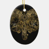 Niedliche Elefantenhand gezeichnet Henna blühend Keramikornament (Hinten)