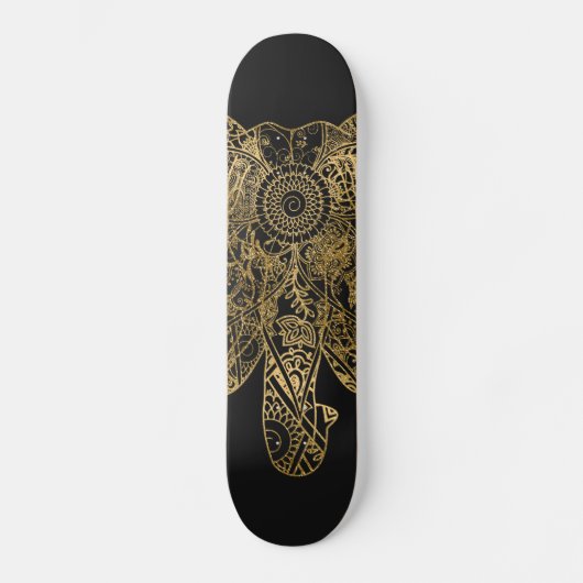 Niedliche Elefantenhand gezeichnet Henna blühend Skateboard (Vorderseite)