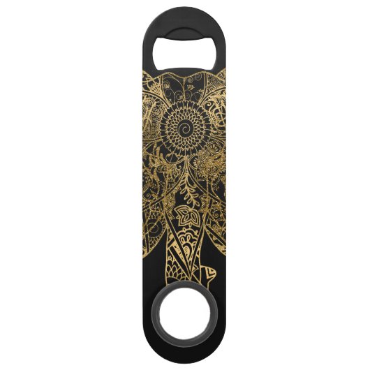 Niedliche Elefantenhand gezeichnet Henna blühend Speedflaschenöffner (Vorderseite)