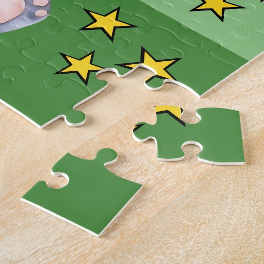 Niedliche Elefantenjunge Fotos mit grüngelben Name Puzzle (Seite)