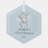Niedliche Elefantenjungen First Christmas Ornament Aus Glas (Vorderseite)