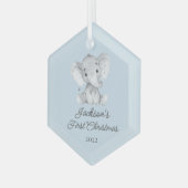 Niedliche Elefantenjungen First Christmas Ornament Aus Glas (Vorderseite Links)