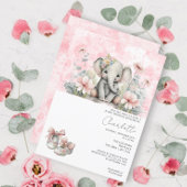 Niedliche Elefantenjungfrau mit Blume Babydusche Einladung