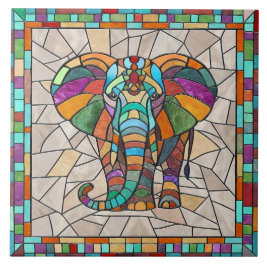 Niedliche Elefantenkunst Fliese (Vorderseite)