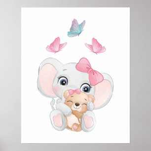 Niedliche Elefantenkunst Kinderzimmer Poster