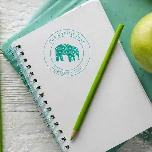 Niedliche Elefantenlehrer gut gemacht Permastempel