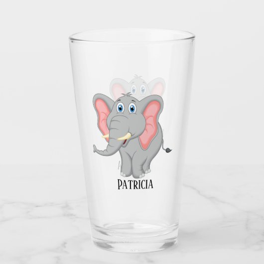 Niedliche Elefantenliebhaber fügen Glass hinzu Glas (Vorderseite)