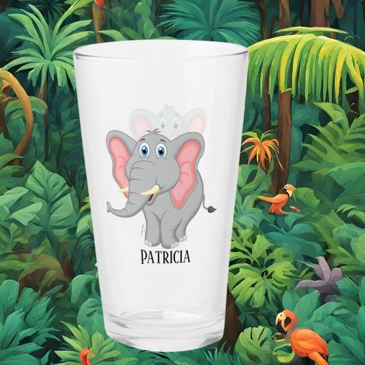 Niedliche Elefantenliebhaber fügen Glass hinzu Glas