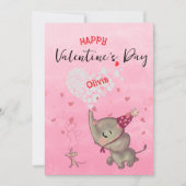 Niedliche Elefantenmouse Valentine Pink Feiertagskarte (Vorderseite)