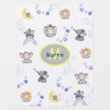 Niedliche Elefantenmuster Graue Babydecke