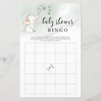 Niedliche Elefantenpflanze Babydusche Bingospiel