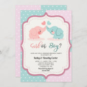 niedliche Elefantenpolka-Punkte Geschlecht offenba Einladung (Vorne/Hinten)