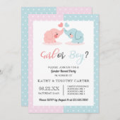 niedliche Elefantenpolka-Punkte Geschlecht offenba Einladung (Vorne/Hinten)