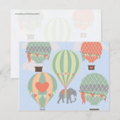 Niedliche Elefantenreiten Heißluftballons steigen Postkarte (Vorne/Hinten)